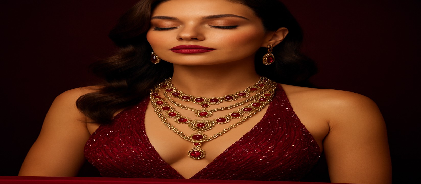 গেমিং প্ল্যাটফর্ম টেবিলে লাল পোশাকে সজ্জিত একজন নারী উপস্থাপিকা, a999